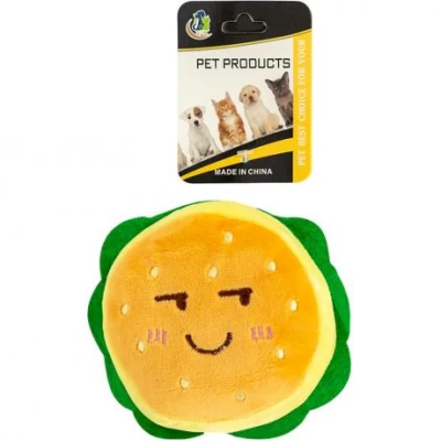 Іграшка плюшева Бургер для домашніх тваринок з пищалкою 696