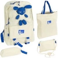 Набір 4 в 1 із вухатим декором: рюкзак, сумка, косметичка, пенал 5056 БІЛИЙ