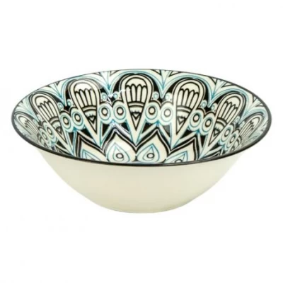 Тарілка глибока керамічна 7-ка з візерунком D17,5*7,5см 500мл 6895-19
