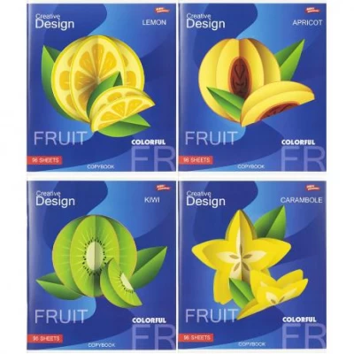 Зошит кольоровий 96 аркушів, клітинка 3824