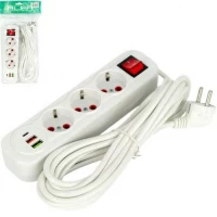 Мережевий фільтр подовжувач 5м на 3 розетки з 2 USB + 1 Type-C та вимикачем 0313USB-5M