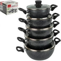 Набір каструль з антипригарним покриттям 5шт 1/1,2/2/3/4л з кришками D18/20/22/24/26см TTG158/16749-1 Набір каструль з антипригарним покриттям 5шт 1/1,2/2/3/4л з кришками D18/20/22/24/26см TTG158/16749-1