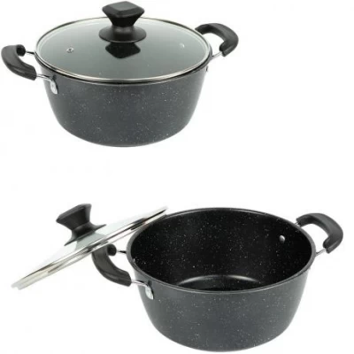 Каструля 4л D24см з мармуровим антипригарним покриттям та кришкою Hot Chef 16749-8