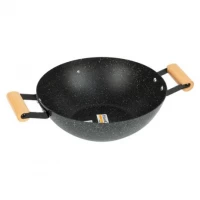 Сковорода WОК D24см з мармуровим покриттям та дерев'яними ручками Hot Chef 16749-13