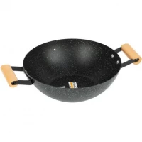 Сковорода WОК D28см з мармуровим покриттям та дерев'яними ручками Hot Chef 16749-14 Сковорода WОК D28см з мармуровим покриттям та дерев'яними ручками Hot Chef 16749-14