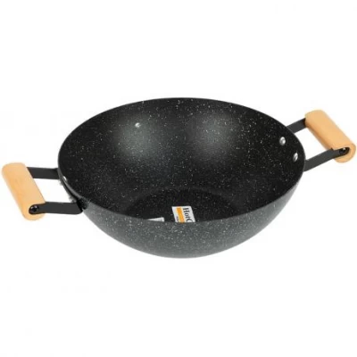 Сковорода WОК D28см з мармуровим покриттям та дерев'яними ручками Hot Chef 16749-14