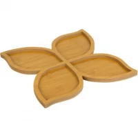 Менажниця бамбукова для закусок 29*29см на 4 секції Листя 637-5