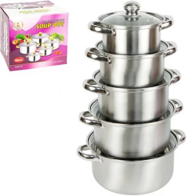 Набір посуду із нержавіючої сталі 10 предметів D16/18/20/22/24см 898-3 Набір посуду із нержавіючої сталі 10 предметів D16/18/20/22/24см 898-3