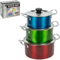 Набір посуду із нержавіючої сталі 6 предметів D16/18/20см 898-5 Кольоровий