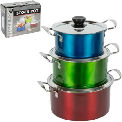 Набір посуду із нержавіючої сталі 6 предметів D16/18/20см 898-5 Кольоровий