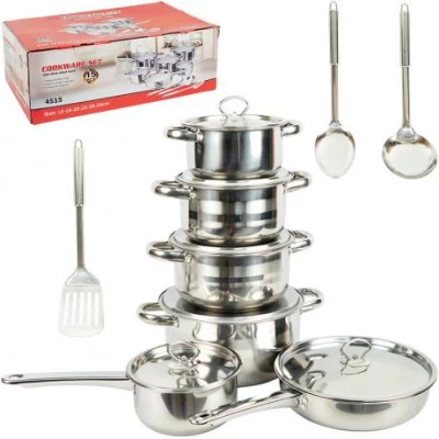 Набір посуду із нержавіючої сталі 15 предметів 898-7 Набір посуду із нержавіючої сталі 15 предметів 898-7