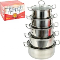 Набір каструль 5шт із нержавіючої сталі з кришками D16/18/20/22/24см 898-8