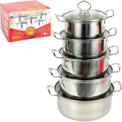 Набір каструль 5шт із нержавіючої сталі з кришками D16/18/20/22/24см 898-8 Набір каструль 5шт із нержавіючої сталі з кришками D16/18/20/22/24см 898-8