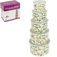 Набір із 5 емальованих судочків з кришками 7043-14