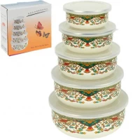 Набір із 5 емальованих судочків з кришками 7043-19