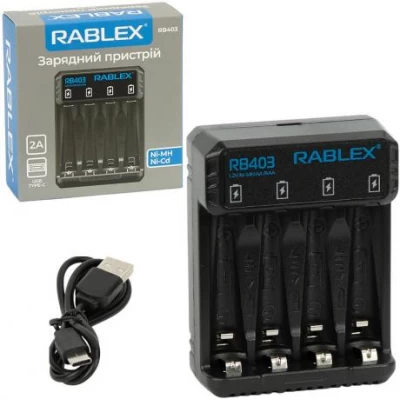 Зарядний пристрій RABLEXдля Ni-MH/Ni-Cd/AA/AAA/9V акумуляторів RB403