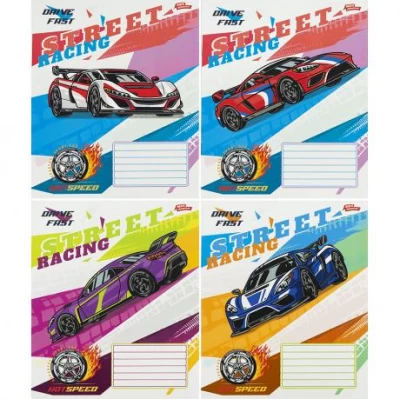 Зошит кольоровий 12 аркушів, коса з доп.лініей 3852