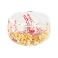 Піала з подвійним дном 350мл скло з квітами 951-2