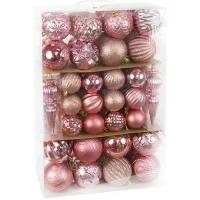 Набір ялинкових прикрас 74шт Рожеве золото 6279-1C