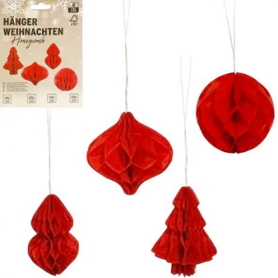 Набір підвісних паперових новорічних прикрас 4шт CG-1 Набір підвісних паперових новорічних прикрас 4шт CG-1