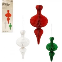 Набір підвісних паперових новорічних прикрас 3шт Ліхтарик CG-10