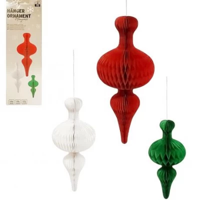 Набір підвісних паперових новорічних прикрас 3шт Ліхтарик CG-10 Набір підвісних паперових новорічних прикрас 3шт Ліхтарик CG-10