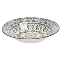 Тарілка супова керамічна 8-ка з візерунком  D20*6cм 500мл 6895-139А