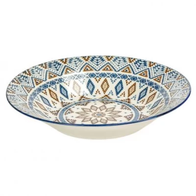 Тарілка супова керамічна 8-ка з візерунком  D20*6cм 500мл 6895-139А