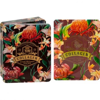 Набір Масок 2в1 тканинних 10шт Collagen для обличчя в металевому боксі TVO-074