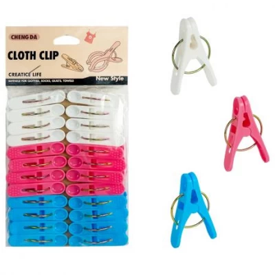 Прищіпки для білизни пластикові Кольорові 24шт, см 6654-24