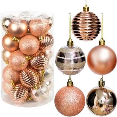 Набір новорічних куль 25шт D6см Рожеве Золото (5 дизайнів по 5шт) YH-9287 тубус Набір новорічних куль 25шт D6см Рожеве Золото (5 дизайнів по 5шт) YH-9287 тубус