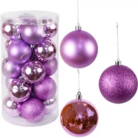 Набір новорічних куль 20шт D6см Фіолетовий у тубусі YH-9262
