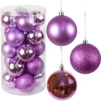 Набір новорічних кульок 20шт D8см Фіолетовий YH-9139