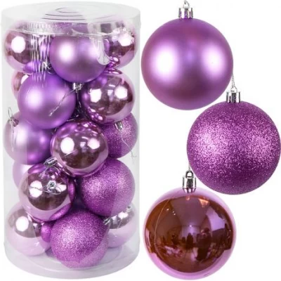 Набір новорічних куль 20шт D9см Фіолетовий YH-9554 тубус Набір новорічних куль 20шт D9см Фіолетовий YH-9554 тубус