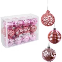 Набір новорічних куль 24шт D6см Рожевий YH-9469