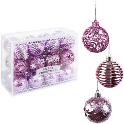 Набір новорічних куль 24шт D6см Фіолетовий YH-9469 Набір новорічних куль 24шт D6см Фіолетовий YH-9469