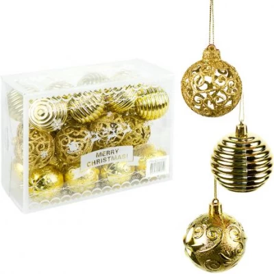 Набір новорічних куль 24шт D6см Золото YH-9469 Набір новорічних куль 24шт D6см Золото YH-9469