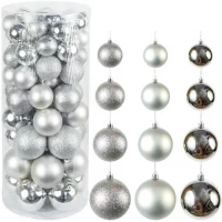 Набір новорічних куль D5/6/7/8см Срібло 6279-2 тубус