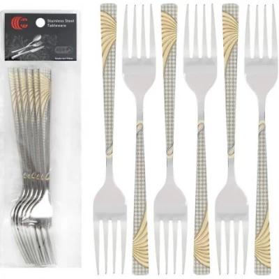 Набір столових виделок 6шт Золотий вихор 21см C 816-BF