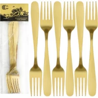Набір столових виделок 6шт Без малюнка золото 21см C 822-BF