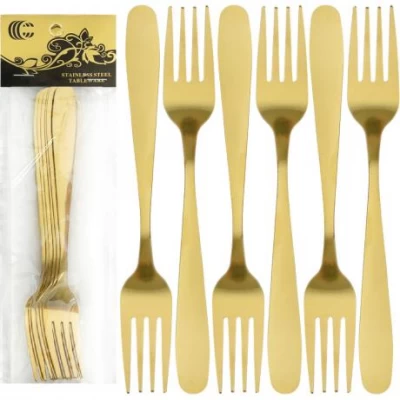 Набір столових виделок 6шт Без малюнка золото 21см C 822-BF