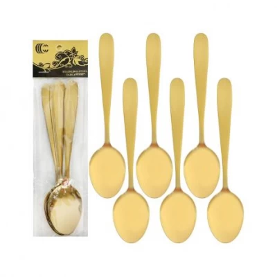 Набір чайних ложок 6шт Без малюнка золото 15,5см C 822-TS