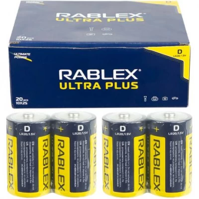 Батарейка RABLEX LR20 Ultra Plus 1.5V лужна 000707