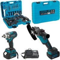 Акумуляторний набір 2-в-1: кутова шліфувальна машина 125 мм + гайковерт 280 Нм, 21V ASR1017