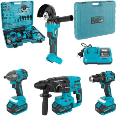 Акумуляторний набір інструментів 4-в-1, 21V, безщітковий, з кейсом та аксесуарами ASR1196