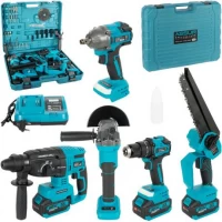 Акумуляторний набір інструментів 5-в-1, 21V, безщітковий, з ланцюговою пилкою та кейсом ASR1201