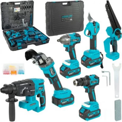 Акумуляторний професійний набір інструментів 6-в-1, 21V, безщітковий, з кейсом ASR1206