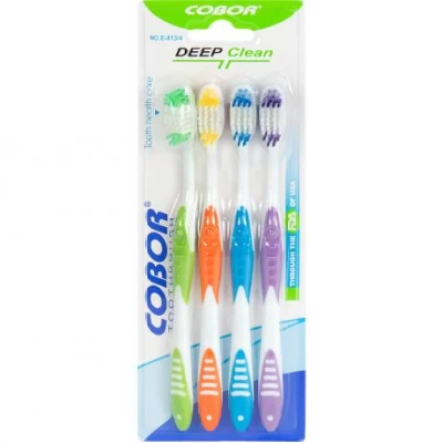 Набір зубних щіток «Cobor» 19см на блістері 4 шт E813/4