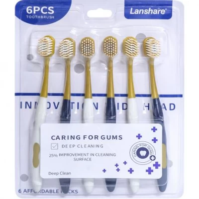 Набір зубних щіток Lanshare 18см на блістері 6 шт 6888