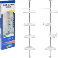 Кутова полиця-стелаж для ванної кімнати з тримачем для рушників TW-302